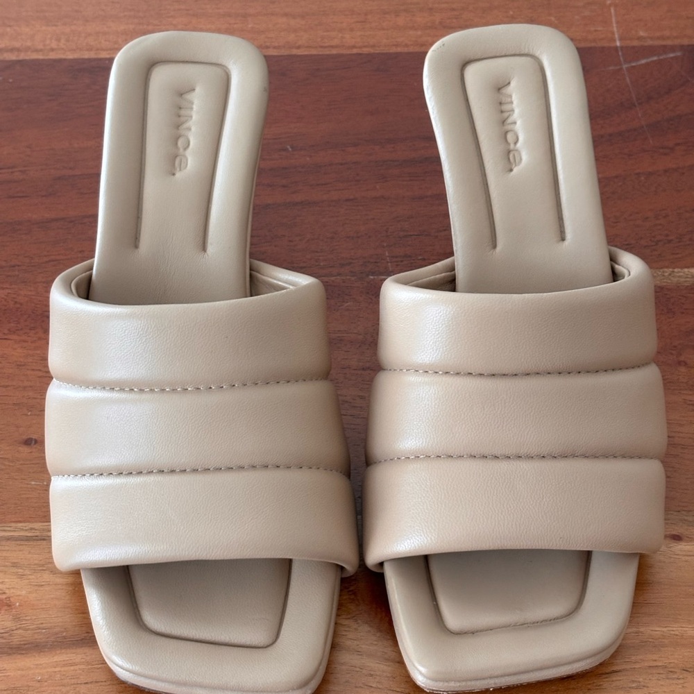 VINCE Tan Padded Slide Ceil City Sandals - Women's Size: 6M - Picture 7 of 9